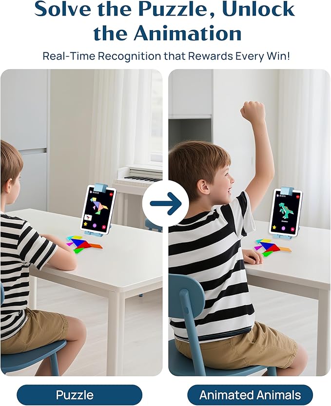 Qxtamo® Innovative AR Tangrams Puzzles Games, 1000+ Animated Sensory Toys, Family Travel Learning Education STEM Toys Birthday Gift Party Favors for Kids Children Boys Girls Teens, Ages 3+ Year Old