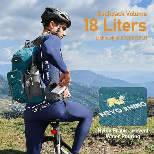 N NEVO RHINO Hydration Backpack, 18L Multipurpose Hiking Backpack with 3L Water Bladder, Water Backpack Insulated Hydration Pack Ideal for Hiking and Cycling