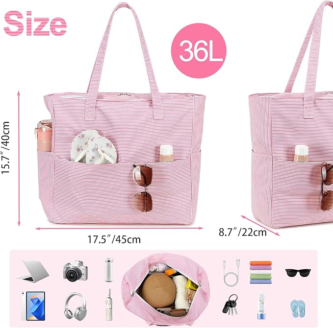 Bluboon Waterproof Beach Tote Pool Bags for Women Ladies Extra Large Carry On Bag With Wet Compartment for Weekender Travel