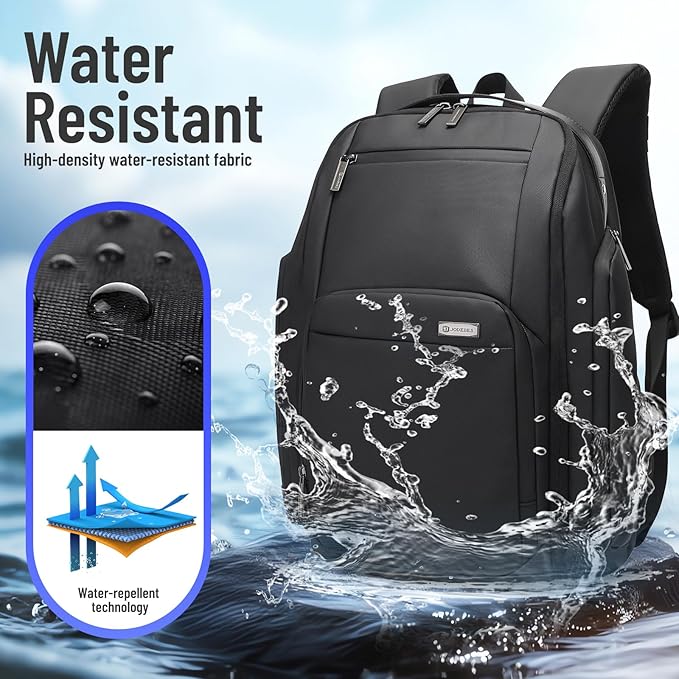 40L Business Travel Backpack for men with password lock, Expandable Water Resistant 17 Inch Laptop Backpack with USB Port, Black Computer Backpack for College/Work