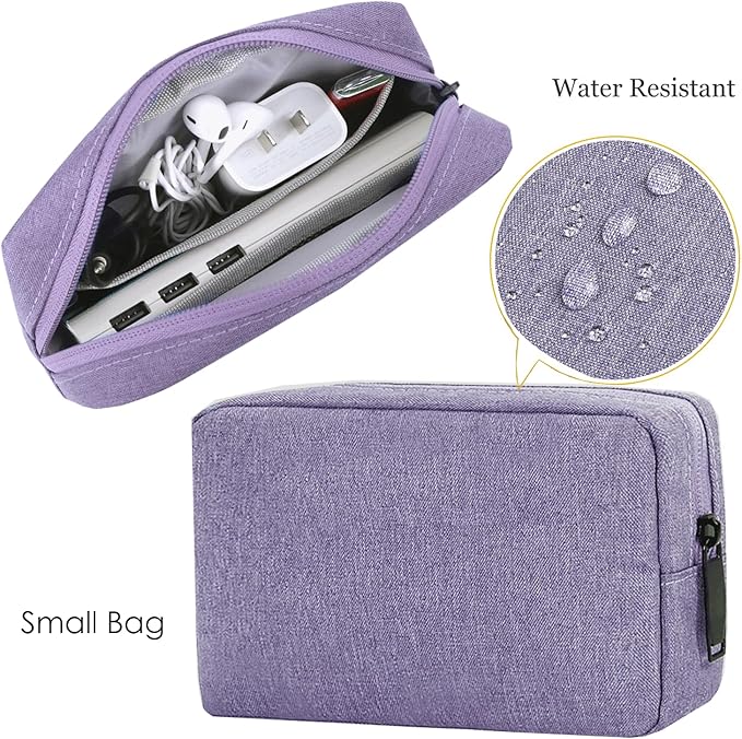 Electronic Organizer Travel Case, Electronic Accessories Storage Bag, Portable Waterproof Cable Organizer Bag for Laptop Charger Mouse, USB, Cord, Power Bank, Earphone, Pen(Small+Big,Purple)