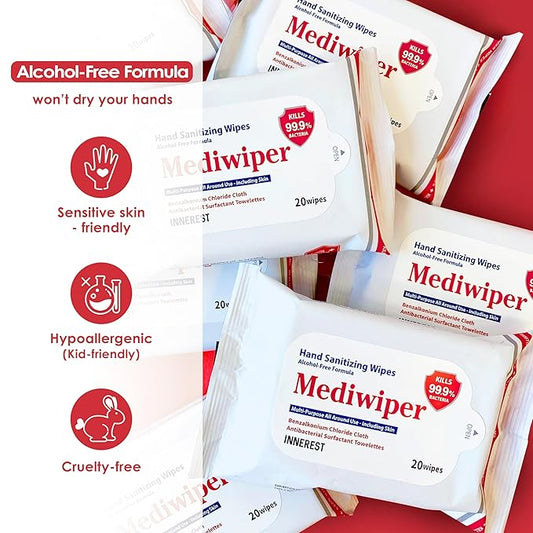 Mediwiper 500 Wipes (20Count*25Pack) Alcohol-Free Sanitizing Wipes Disinfecting Large Unscented Wet Wipes Bulk, Hand Sanitizer