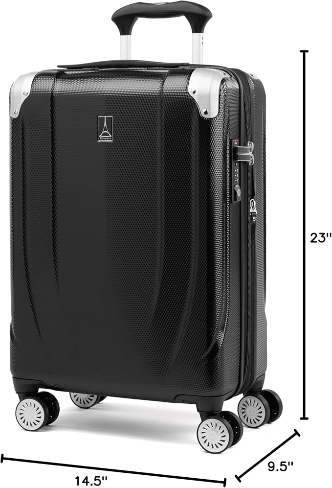 Travelpro Pathways 3 Hardside Expandable Luggage, 8 Spinner Wheels, Lightweight Hard Shell Suitcase, Carry On 21 Inch, Black Knight