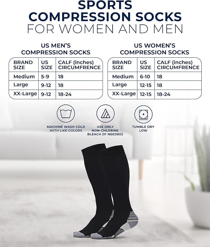 Pembrook 3 Pairs Compression Socks 20-30 mmHg - Compression Socks for Women and Men | Running, Athletic, Travel, Nurses