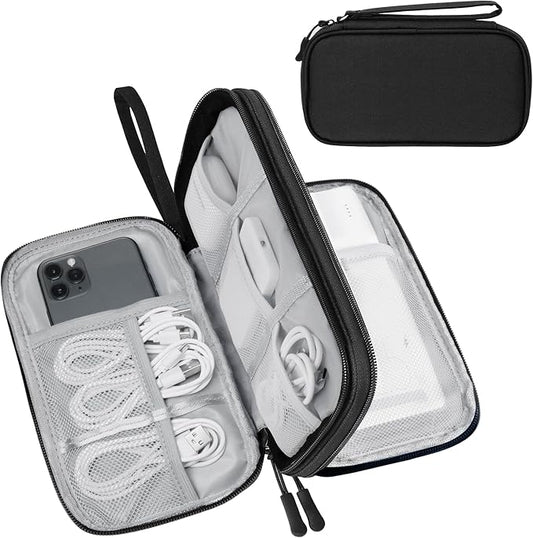 Electronics Organizer Travel Case,Electronic Accessories Storage Bag,Portable Waterproof Cable Organizer Bag,Travel Cord Organizer Bag for Small Charging Cord Storage,Cables,SD Card-Black