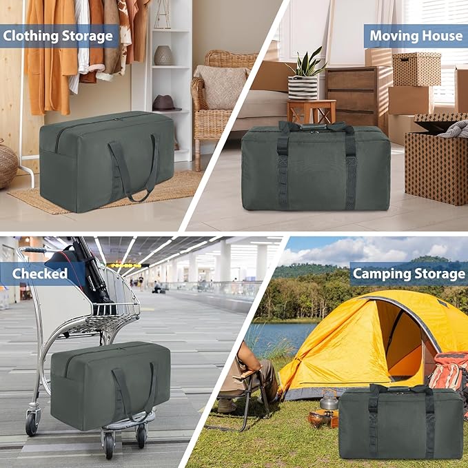 Large Travel Duffle Bag, 102L Gear Bag for Men and Women, Storage Bag Ideal for Overnight Camping and Weekend Getaways, Dark Gray