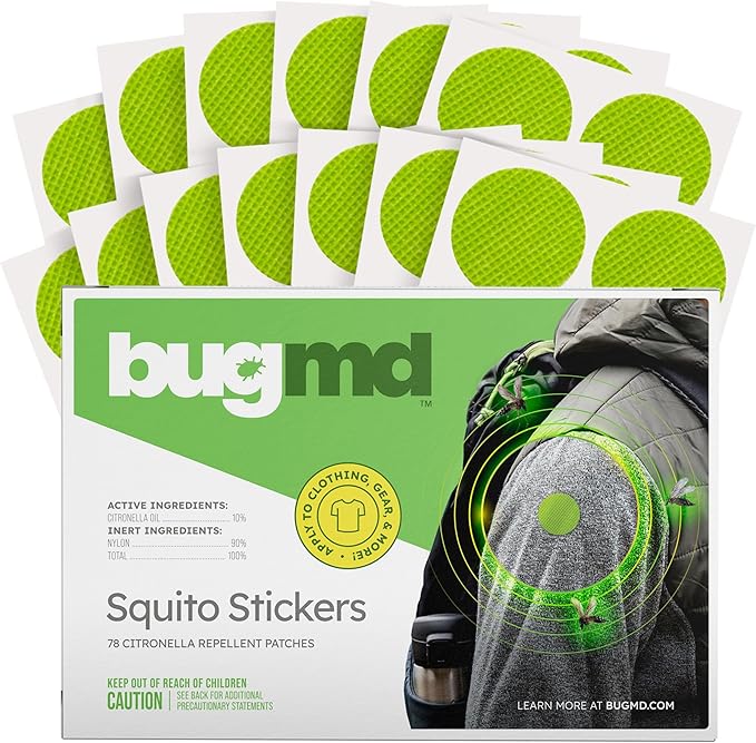 BugMD Squito Stickers Mosquito Repellent Patch Stickers for Adults (78 Patches), Safe & Effective Insect Repellent Patches for Toddlers, Kids, Camping, Beach & Outdoor Essentials