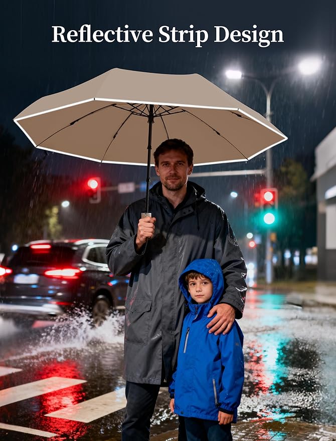 Seniny Electric Travel Umbrella with Intelligent Open Close, Rechargeable Umbrellas for Rain Windproof, Automatic Portable & Compact Umbrella with Reflective Stripe