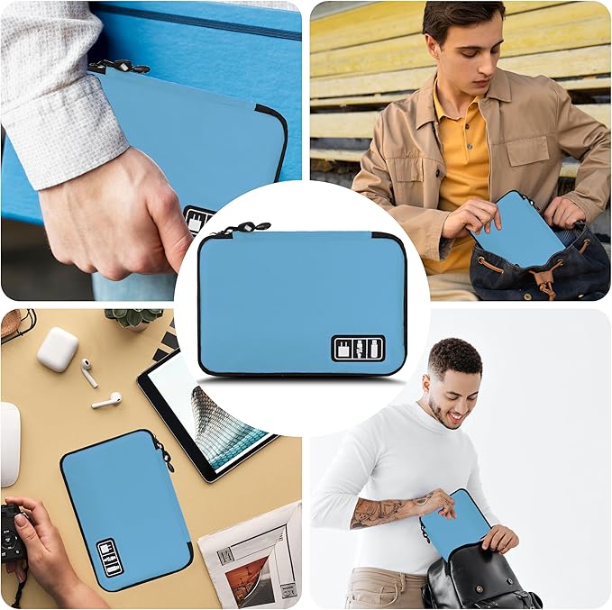 Electronics Organizer,Travel Cord Organizer Pouch, Portable Cable Organizer Bags,Travel Electronic Accessories Storage Case for Cables, Cords, Charger, Phone (Blue)