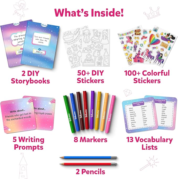 Skillmatics Storybook Art Kit - Create Fairytale Stories, DIY Craft & Writing Kit with 300+ Stickers, Scrapbooking & Journal Activity, Christmas Gifts for Kids Ages 5, 6, 7, 8, 9, 10