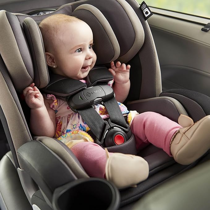 Safety 1st EverSlim 4-in-1 Convertible Car Seat, SecureTech Chest Clip, Ultra-Slim, 4-Mode Infant to Booster, Baby Car Seat, 5-100 lbs, Memory Foam, Office Space