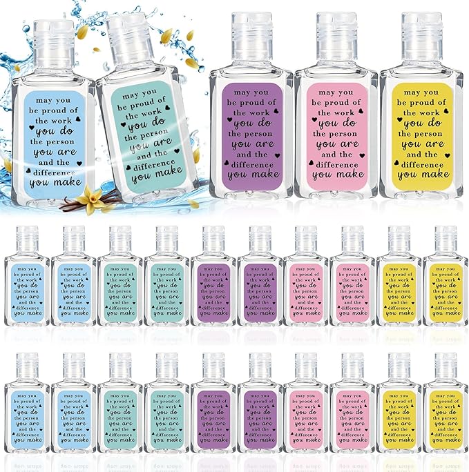 50 Pcs Thank You Gifts for Coworker Mini Hand Sanitize Gel Bulk Scent Hand Sanitizer Travel Size Inspirational Appreciation Gifts for Party Supplies Friends Teacher Employee