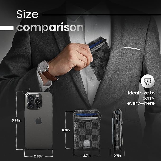 Smart Wallet With Tracker, RFID Blocking, Money Clip For Men, Works with Apple Find My (iOS Only), No Need for AirTag, Minimalist Wallet, All-in-One Model, Gift For Men.