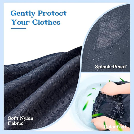 MissBoy Heavy Duty Nylon Laundry Bag,Washable & Splash-Resistant Dirty Clothes Storage Bag with Drawstring & Handles丨Lightweight, Foldable & Space-Saving for College Dorm,Beach&Trips, 80L Navy Blue