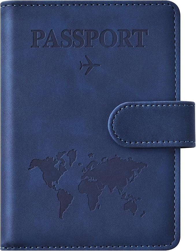 Eoehro Passport Holder for Travel Essentials, Passport Wallet Cover Case for Travel Must Haves Accessories,Passport Book Holders for Women and Men(dark blue)