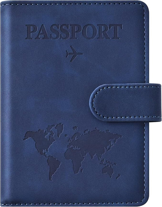 Eoehro Passport Holder for Travel Essentials, Passport Wallet Cover Case for Travel Must Haves Accessories,Passport Book Holders for Women and Men(dark blue)