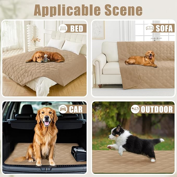 Smiry Waterproof Dog Bed Cover Blanket 52x82, Soft Reversible Pet Blanket, Washable Leakproof Cats Dogs Couch Cover for Sofa, Couch, Furniture, Lattice, Camel/Camel