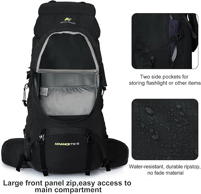 N NEVO RHINO Internal Frame Hiking Backpack 50/60/65/70/80L, Mountain Climbing Camping Backpack Daypack Waterproof Rain Cover | Mountain Climbing, Camping Backpack, Daypack, Waterproof, Rain Cover