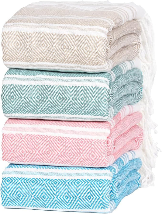 Thin Turkish Beach Towel Lightweight Soft Cotton Extra Large XL Oversized Sand Free Sandproof Absorbent Quick Dry Towels Cloud Bath Pool Travel Compact Essentials Accessories for Adult Gifts