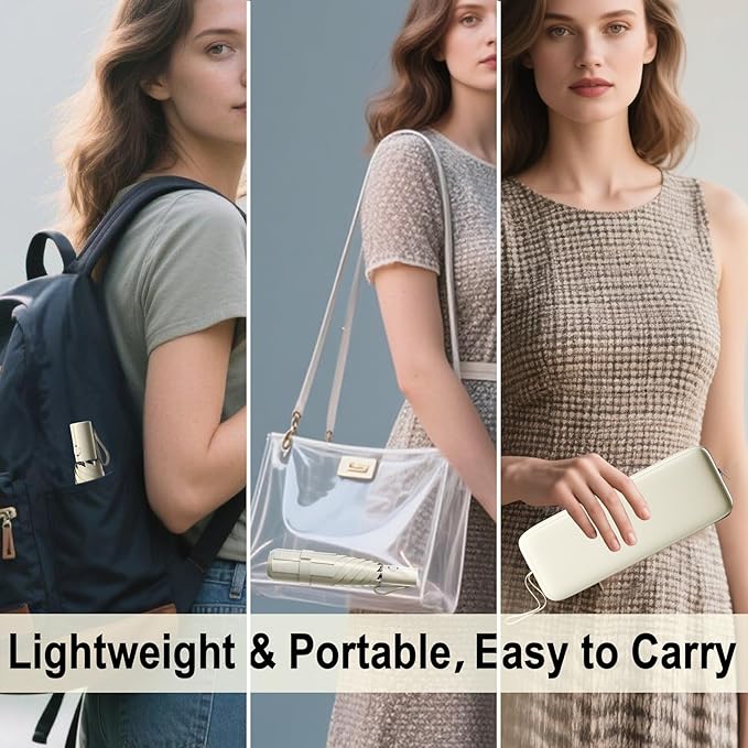 Automatic Mini Travel Windproof Folding Umbrella - UV Protection, Instant Open/Close for Rain/Sun, Small Compact Lightweight Design Fits in Tote Bag/Travel Case/Backpack for Commute, Women & Men