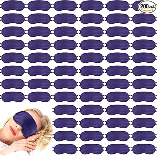Tarpop 200 Pcs Eye Mask Sleeping Blindfold Eye Cover with Adjustable Strap for Games Party Team Building Travel Individually Wrapped Sleep Mask for Women Men (Purple)