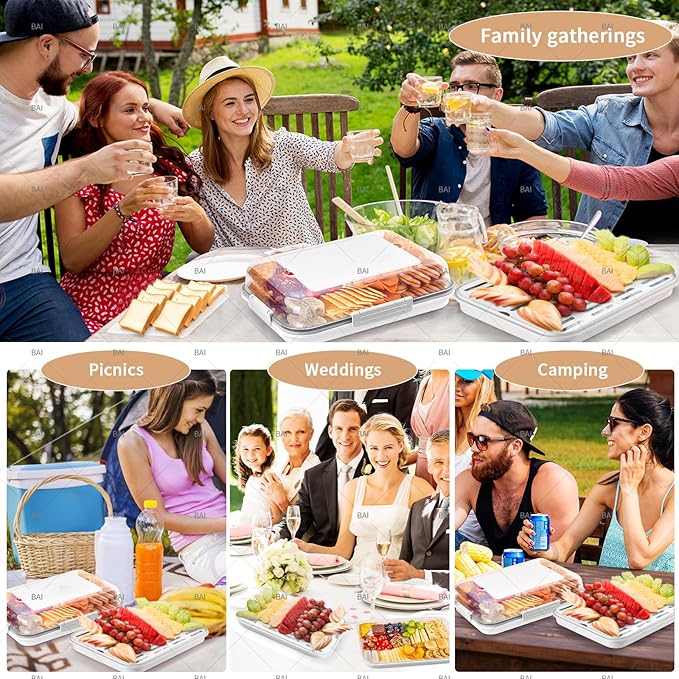 Food storage container with transparent lid Portable travel cheese board Housewarming gift Kitchen cutting board with vegetable tray Snack and fruit platter for entertaining guests