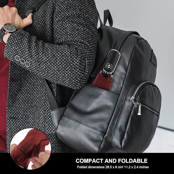 LEAGERA Compact Travel Umbrella for Purse - Flat Handle, Waterproof for Light Rain