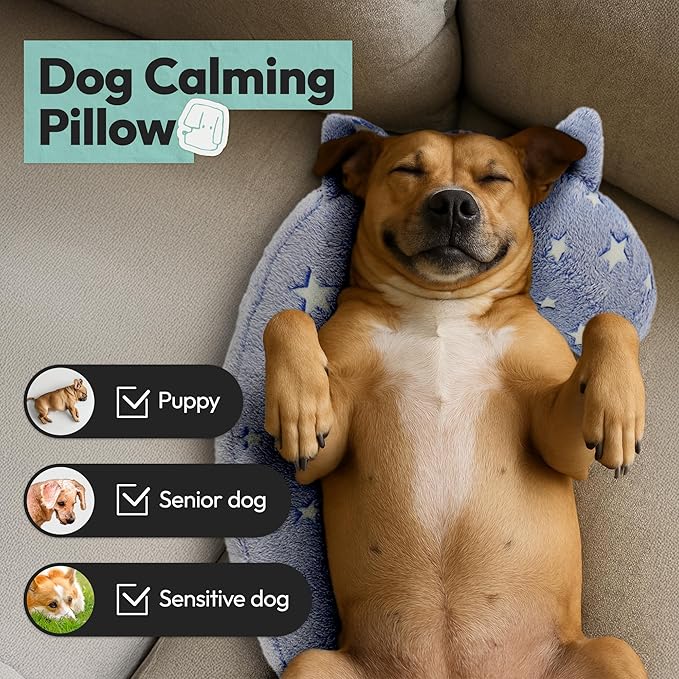 Dog Calming Pillow, Glow in The Dark Dog Put Head on, Soft Question Mark Pillows for Dogs, Kids, Adults, Washable Dog Bed Pillow, Cozy Dog Body Pillow Gifts (L Blue)