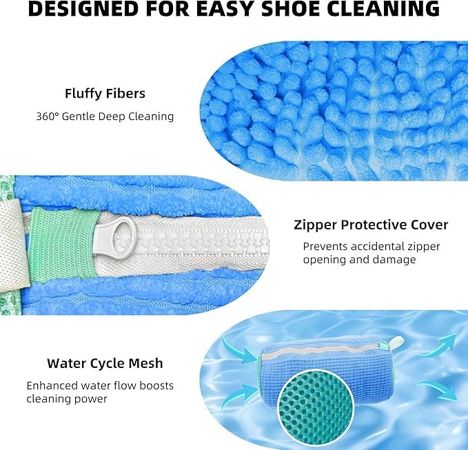2Pcs Shoe Washing Machine Bag, Quick & Easy Cleaning, Laundry Shoe Bag for Washer and Dryer, Cleaning Bag for Sneaker & Most Shoe Types and Sizes (Blue)