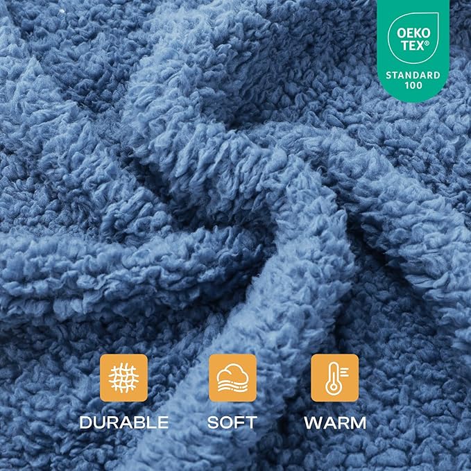 Luciphia 1 Pack 3 Calming Dog Blanket Fluffy Premium Fleece Pet Blankets Soft Sherpa Throw for Dogs Puppy Cat Grey/Beige/HazeBlue Large (41" x31")