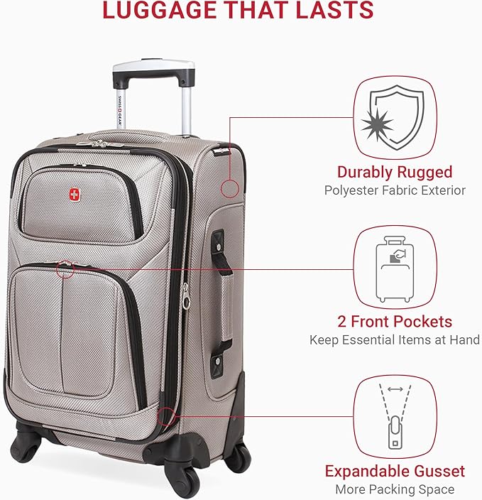 SwissGear Sion Softside Expandable Luggage, Pewter, Carry-On 21-Inch