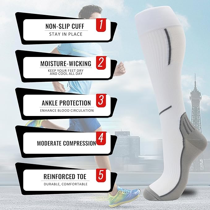 fenglaoda Compression Socks for Women Men 3 Pairs Graduated Compression Support Circulation Socks for Nurses