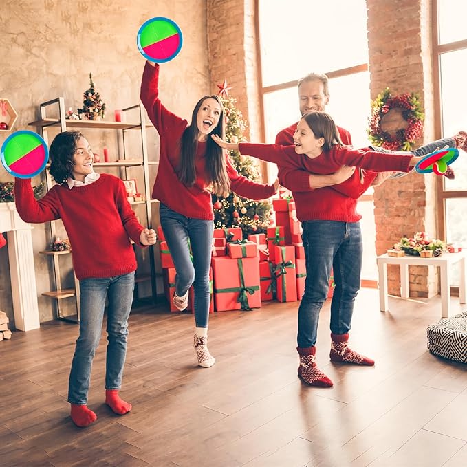 PlayZap Toss and Catch Ball Set Ultra Sturdy ABS - Family Games Christmas Stocking Stuffers Gift for Toddlers Kids Teens Boys Girls 3-5 5-8 8-13+ Yrs - Baseball Toys for Beach Pool Yard Outdoor 4 Pack