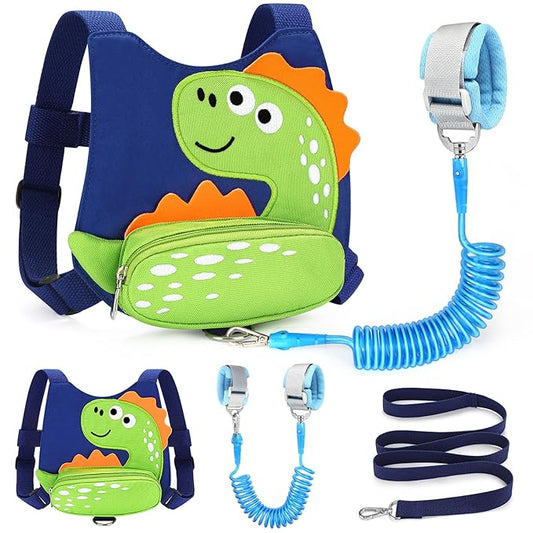 Accmor Toddler Harness Leash, Cute Dinosaur Kids Harness Children Leash with Anti Lost Wrist Link for Outdoor Travel, Adorable Child Leash Walking Harness Wristband Assistant Strap for Baby Ages1-4
