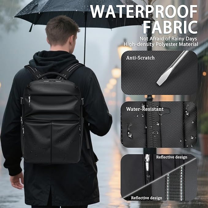 Travel Backpack for Men, 17.3 Inch Laptop Backpack, Water Resistant Business backpack with Waterproof zipper，Carry on Backpack with 30L Large Capacity Bag for Work College Travel