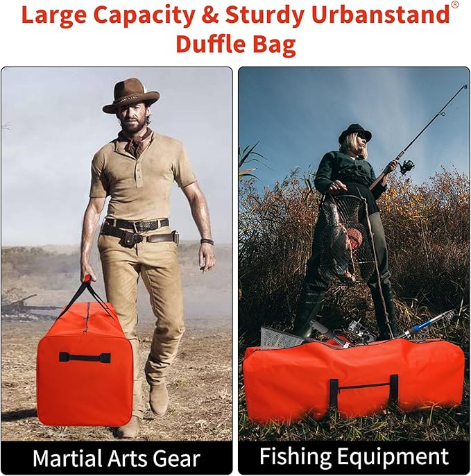 Urbanstand 52 Inch Large Duffle Bag for Travel Camping Sport Equipment Storage Bag with 2-way Lockable Zippers Orange