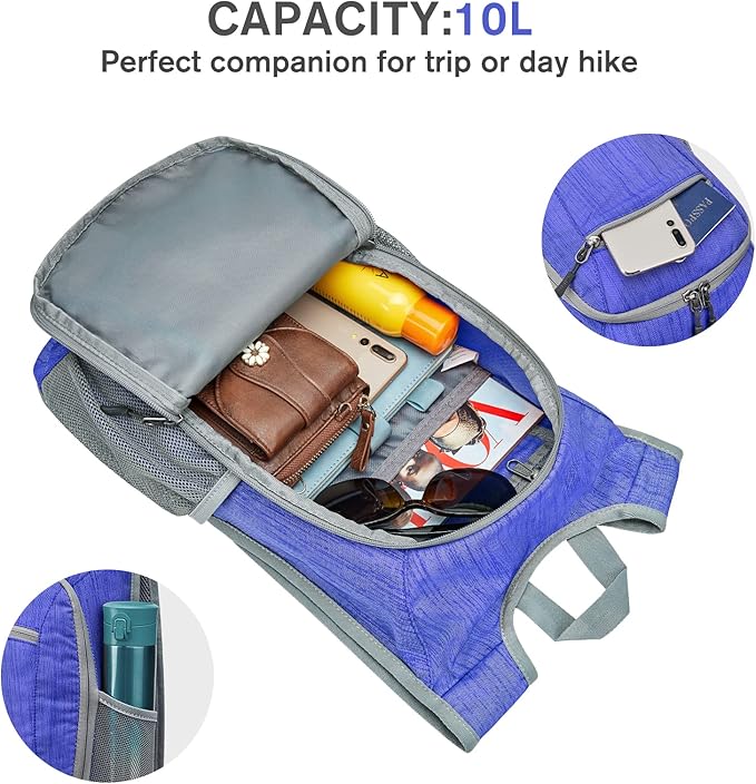 G4Free 10L/15L Hiking Backpack Lightweight Packable Hiking Daypack Small Travel Outdoor Foldable Shoulder Bag