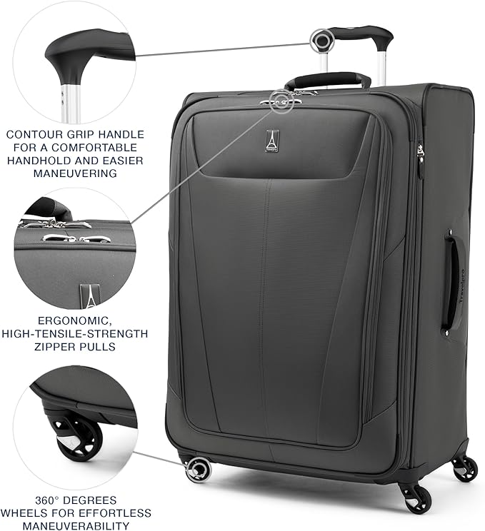 Travelpro Maxlite 5 Softside Expandable Checked Luggage with Spinner Wheels, Lightweight, 29-Inch — Shadow Grey