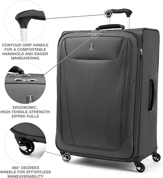Travelpro Maxlite 5 Softside Expandable Checked Luggage with Spinner Wheels, Lightweight, 29-Inch — Shadow Grey