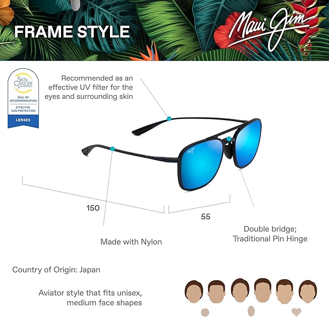 Maui Jim Polarized Men's and Women's Keokea Aviator Sunglasses