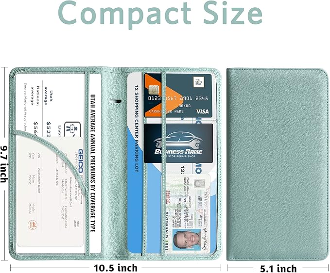 CoBak Car Registration and Insurance Holder - Vehicle Glove Box Car Organizer,Auto Truck Comparment Accessories Case with Magnetic Closure for Essential Document,Driver License,Cards