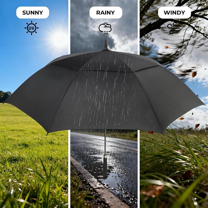 ZDSSM Automatic Open Golf Umbrella, 54/62/68/72 inch Extra Large Oversize Double Canopy Vented Stick Umbrellas, Windproof Waterproof Umbrella for Men And Women