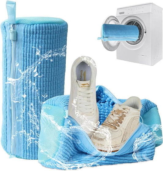 Shoe Washing Machine Bag, 2PCS Reusable Shoe Bag for Washing Machine, 360° Deep Cleaning Shoe Washing Bag for Sneakers, Laundry Shoe Bag for Washer & Dryer, Fits All Shoe Types (blue)