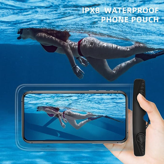 Waterproof Phone Pouch, New Lock Design Waterproof Phone case with Lanyard IPX8 Waterproof Dry Bag Universal Beach Cruise Essentials Black