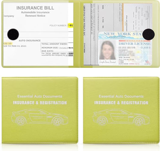 UYYE Car Registration and Insurance Card Holder, Vehicle Glove Box Car Organizer, Interior Car Accessories for Documents, Cards, License - 2 Pack