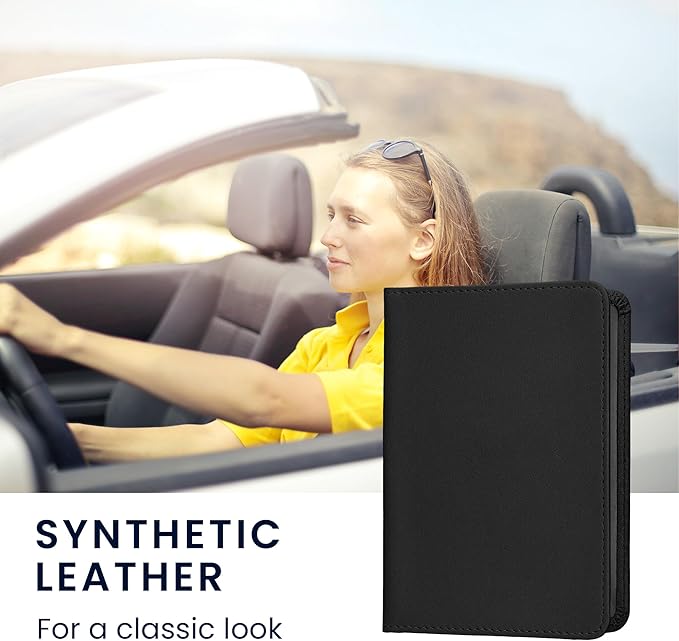 kwmobile Registration and Insurance Holder - Car Document Holder for Vehicle Documents and Cards - PU Leather - Black