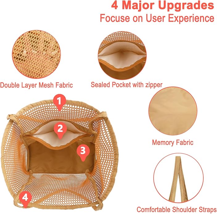 Mesh Beach Bag for Women, Casual Hobo Bags Large Beach Tote for Pool Travel Cruise Vacation Essentials