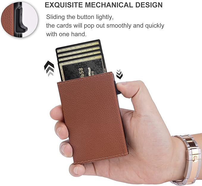 Aiuwo Wallet for Men,Mens Wallet Card Holder,Smart,Slim,Minimalist Wallet,Credit Cards Holder RFID Blocking Wallet (Card Wallet, Lichee Brown)