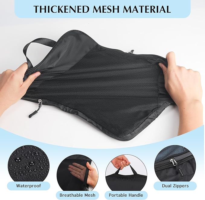 Lightweight Compression Packing Cubes for Suitcases, Compressible Expandable Travel Packing Organizer with Clear Toiletries and Backpack Bag, Travel Essentials for Carry on Luggage 7 Set