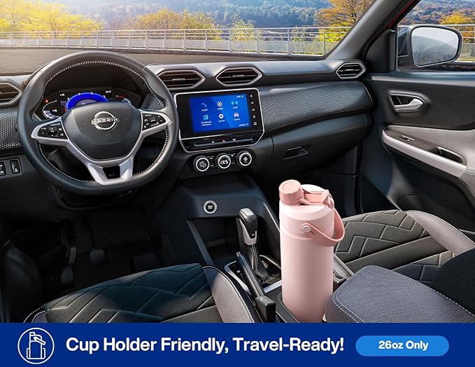 POWCAN 26 oz Insulated Water Bottle with 2-in-1 Straw and Spout Lid, Keep Cold 24H, Leak-Proof, Fits in Car Cup Holder, Stainless Steel Water Bottle for Sports, Trip, Gym, and School (Twilight Night)